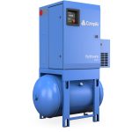 Hydrovane HV07 vleugelcompressor op horizontale luchtketel met CompAir-branding